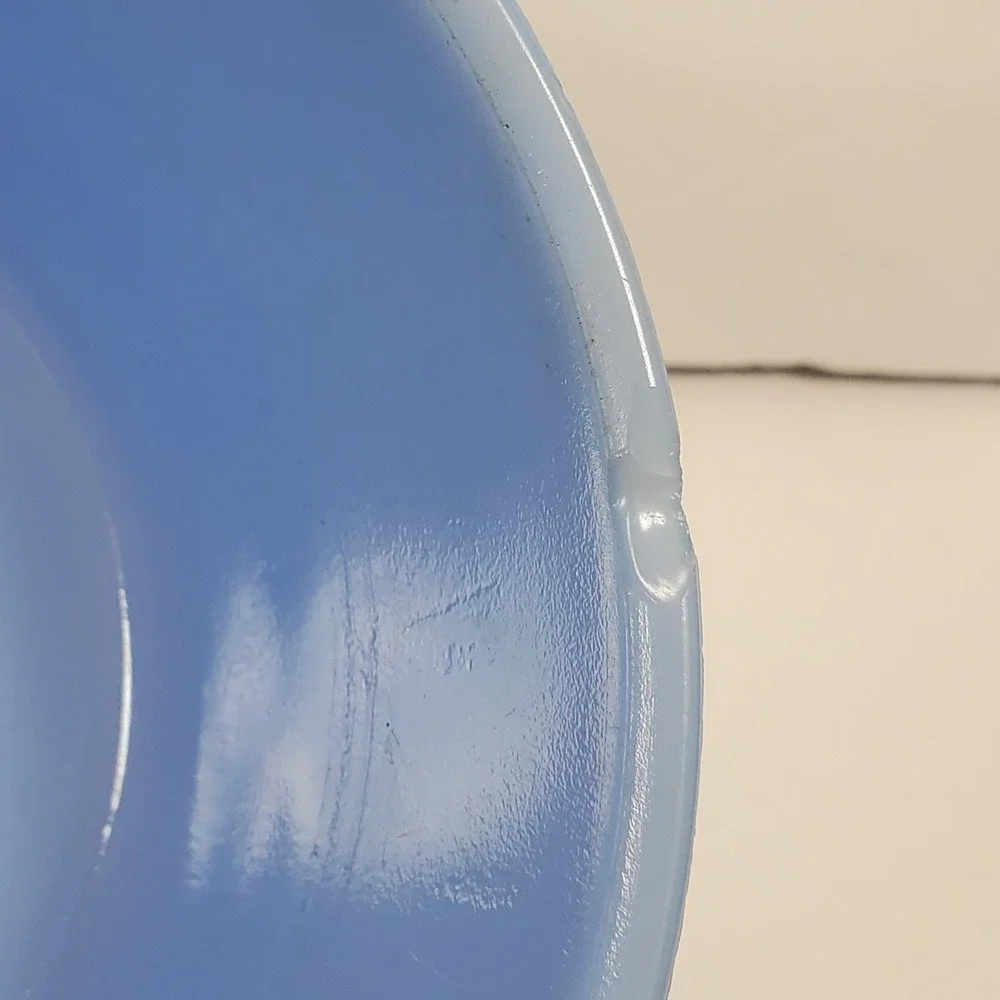 Vintage Refrigerator Dish or Grease Canister Jeannette Delphite Blue Glass CHIP